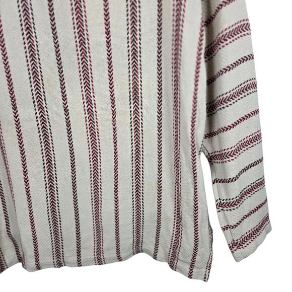 Territory Ahead Hoodie Mens Large Surf Hippie Baja Pullover Striped Cream Red - Picture 11 of 12